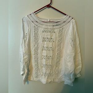 White House Black Market White Lace Blouse Top Size 12